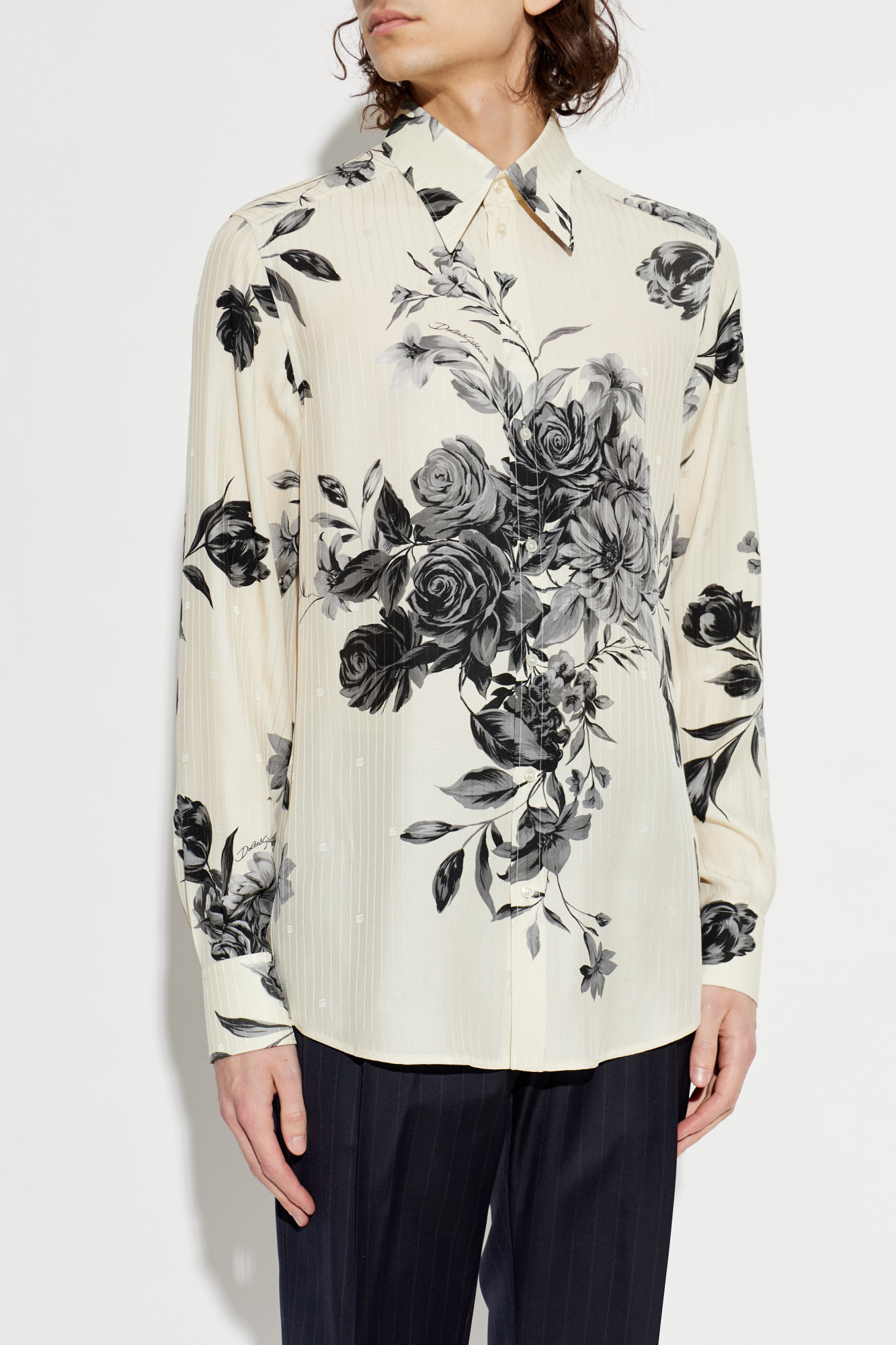 Dolce & Gabbana Silk shirt with floral motif | Men's | Vitkac